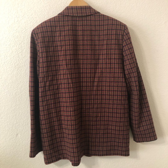 VTG Pendleton Women's Brown Blue Plaid Wool Blazer Jacket - Sz Large - Picture 5 of 7